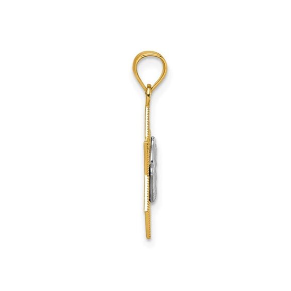 14K Yellow Gold Textured Dove On Star Of David Pendant (NO CHAIN)